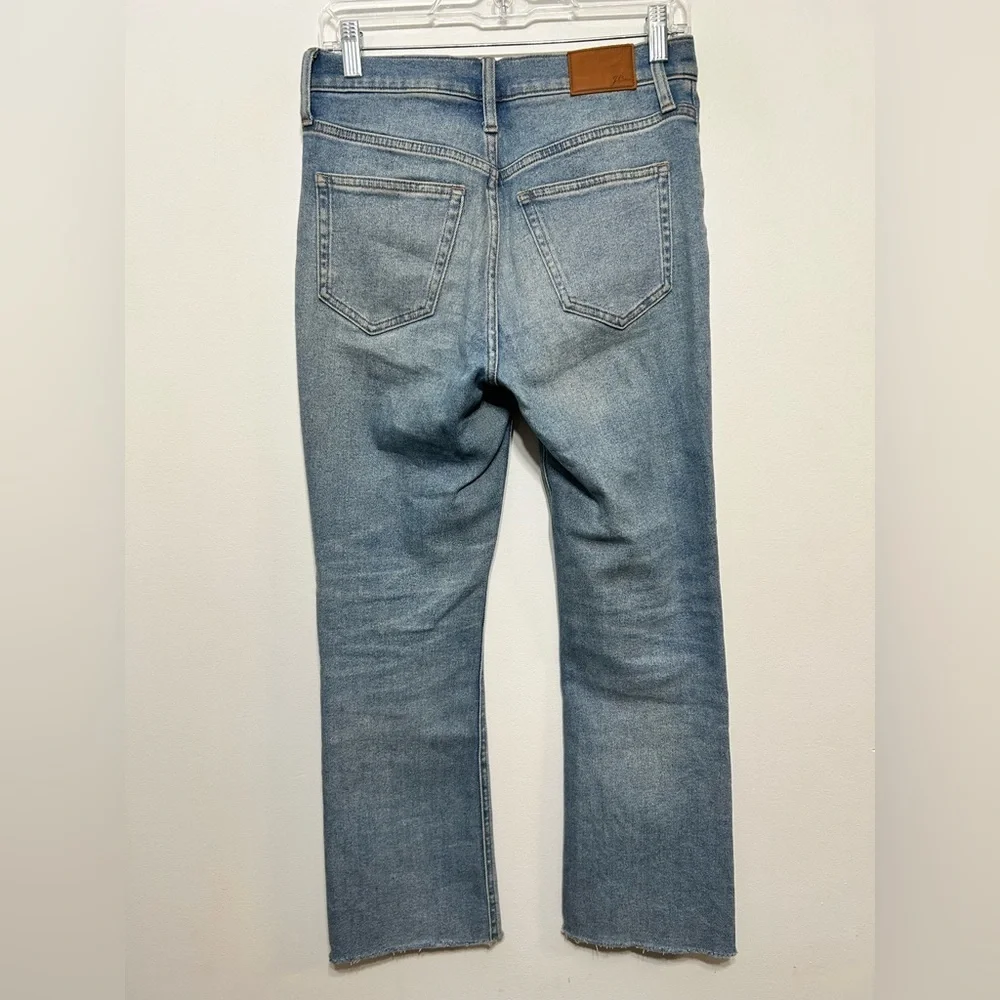 J Crew 10” High Rise Billie Demi Boot Crop Button Fly Raw Hem Jeans